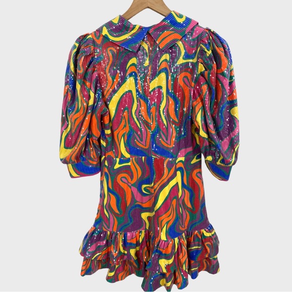 Alden Adair Multicolor Swirl Wonderland Sequin Piper Dress NWT Size XS - Picture 3 of 11